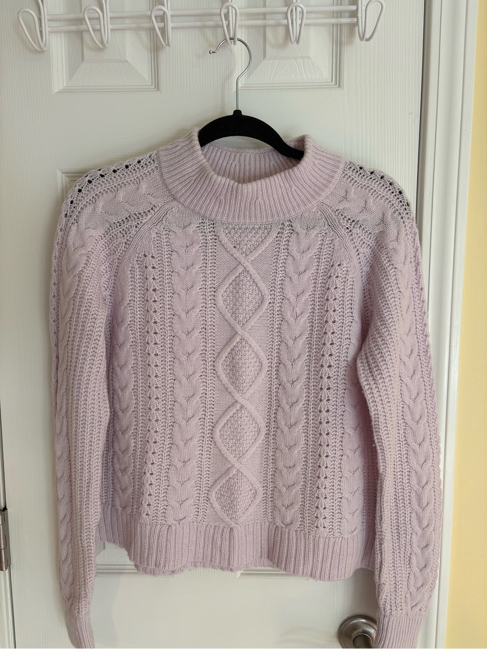 J. Crew Pale Pink Cable Knit Turtleneck Sweater